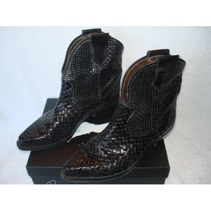 Enzo Angiolini Cowboy Boots Woman V-Gazpacho Brazil 8.5 Leather Weave